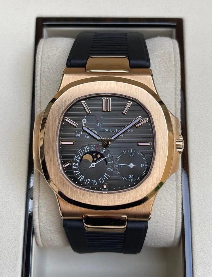 Patek Philippe Nautilus Moonphase Oro rosa Quadrante Grigio