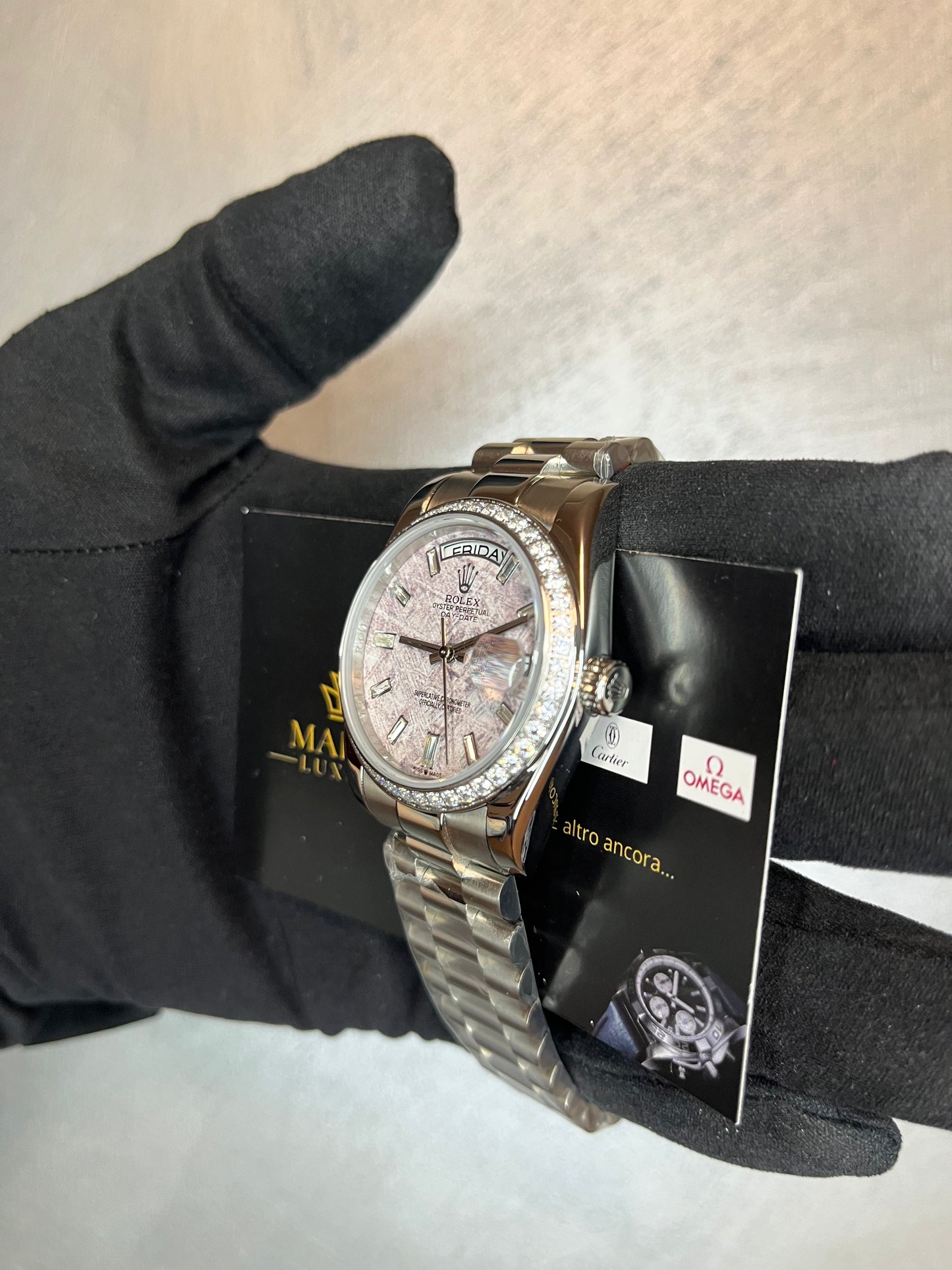 ROLEX DAYDATE PRESIDENT ACCIAIO QUADRANTE METEORITE