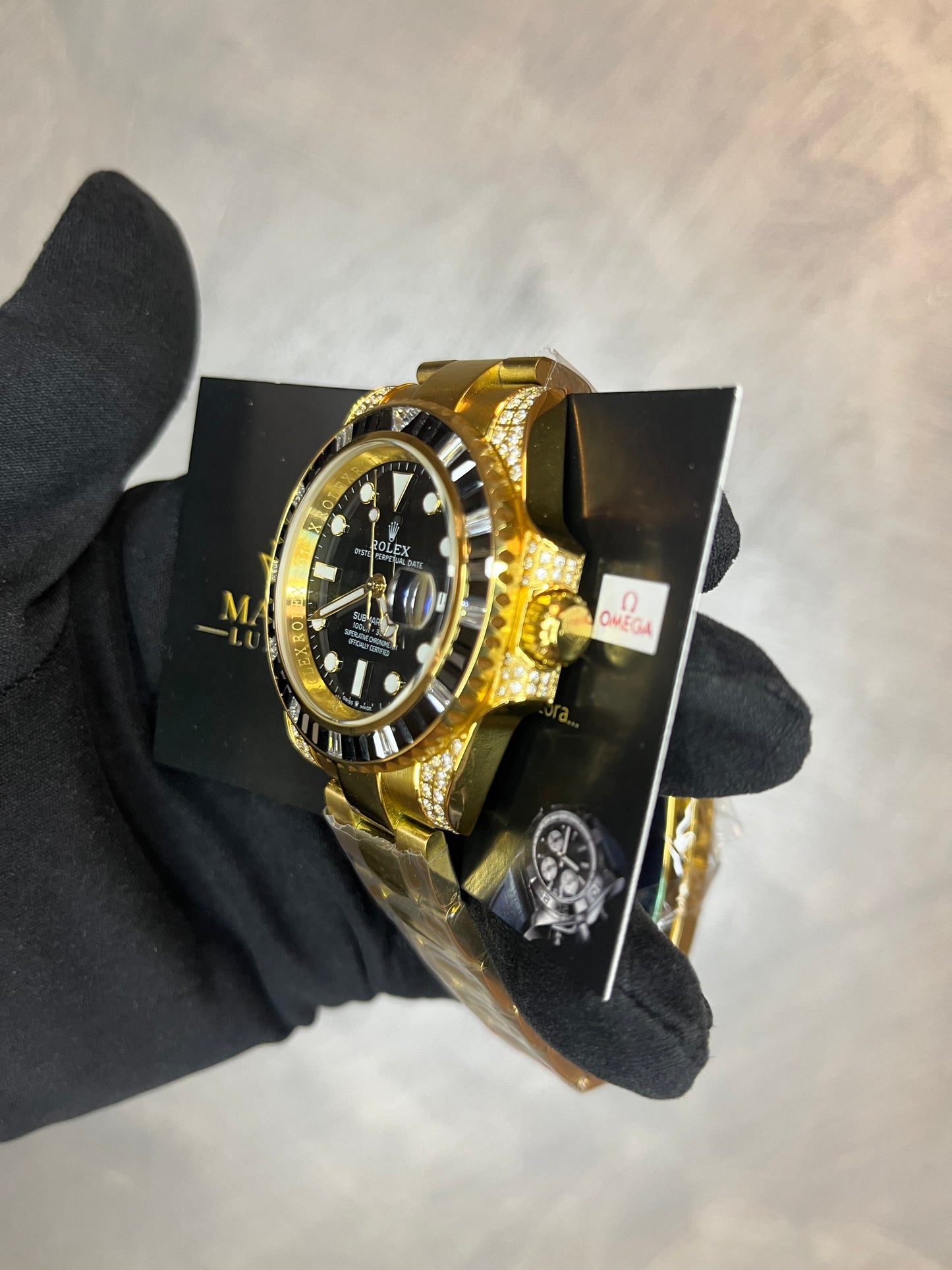 ROLEX SUBMARINER ORO GHIERA E CASSA CON BRILLANTINI CON QUADRANTE NERO