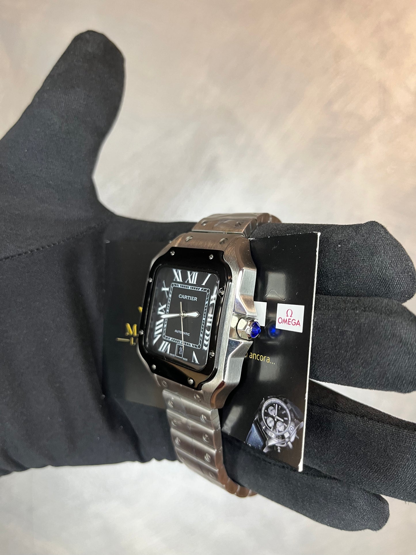 CARTIER SANTOS 40 MM DATA BRACCIALE ACCIAIO CASSA ACCIAIO E NERO QUADRANTE NERO