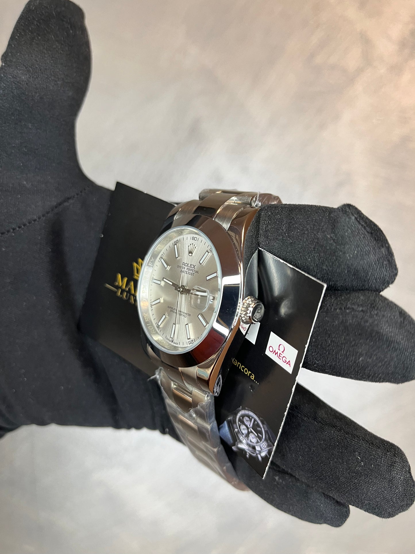 ROLEX DATEJUST GHIERA LISCIA CINTURINO OYSTER QUADRANTE ARGENTO