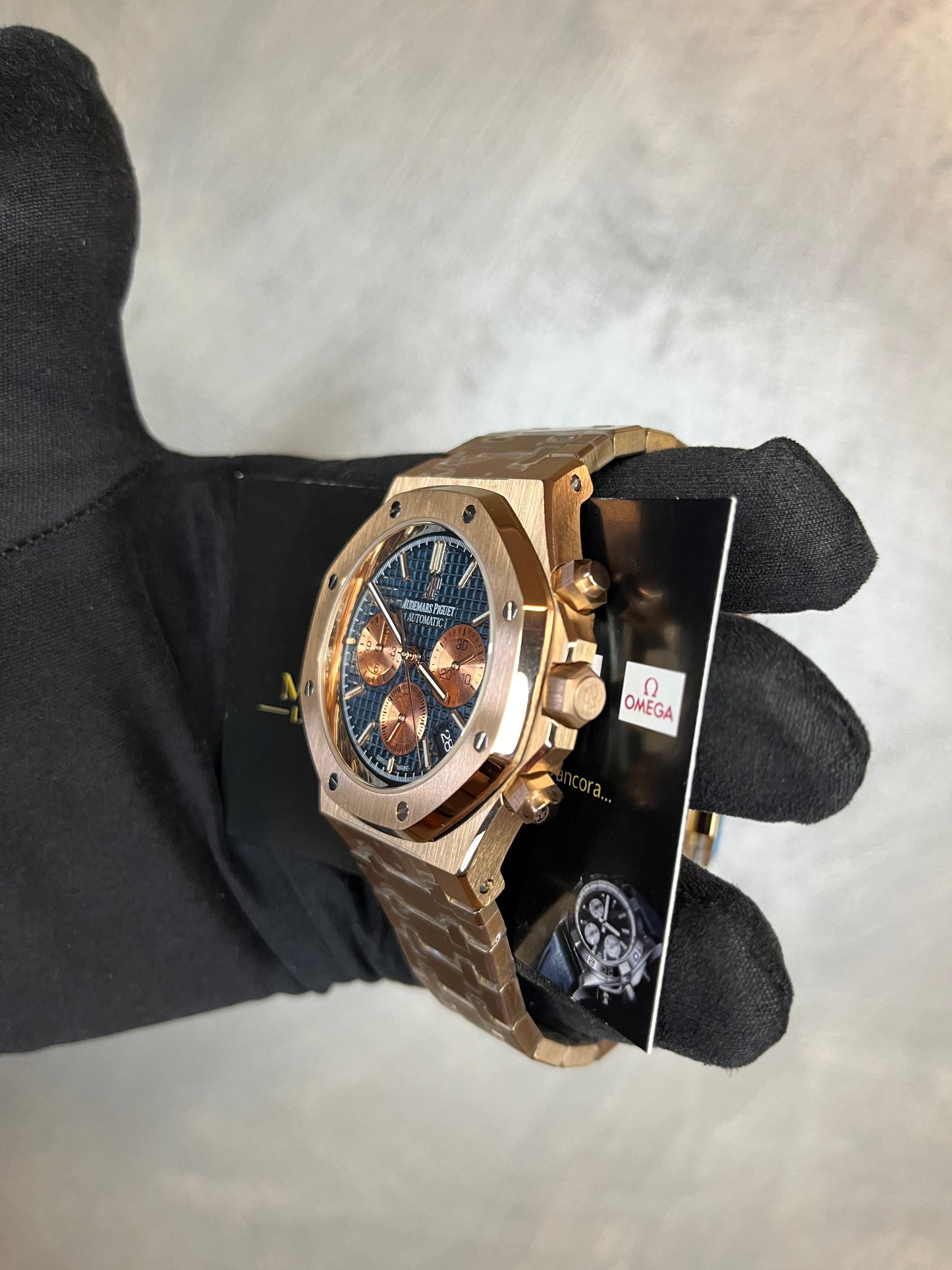 AUDEMARS PIGUET ROYAL OAK CHRONO ORO ROSA QUADRANTE BLU CON CONTATORI ORO