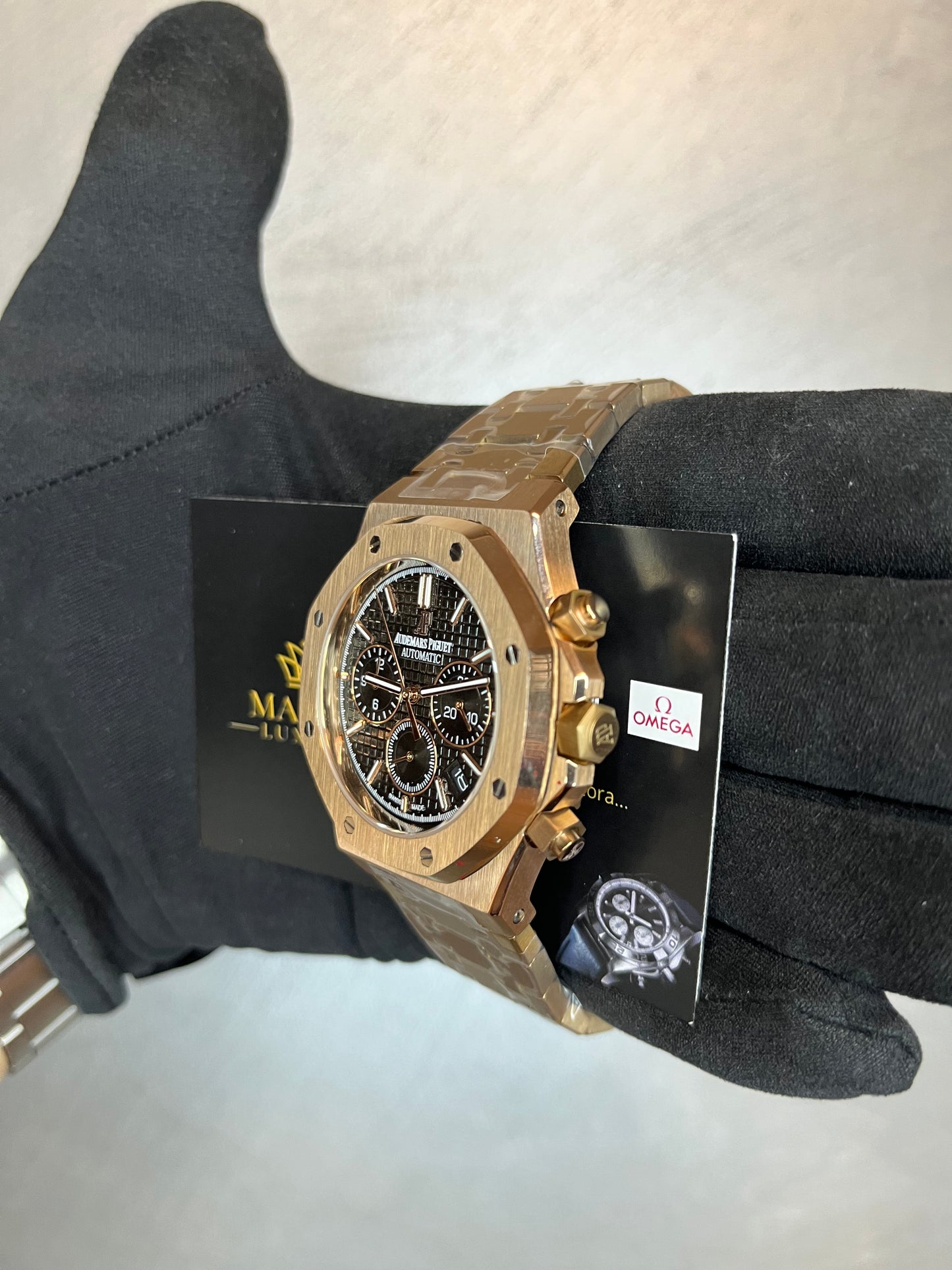 AUDEMARS PIGUET ROYAL OAK CHRONO ORO ROSA QUADRANTE NERO