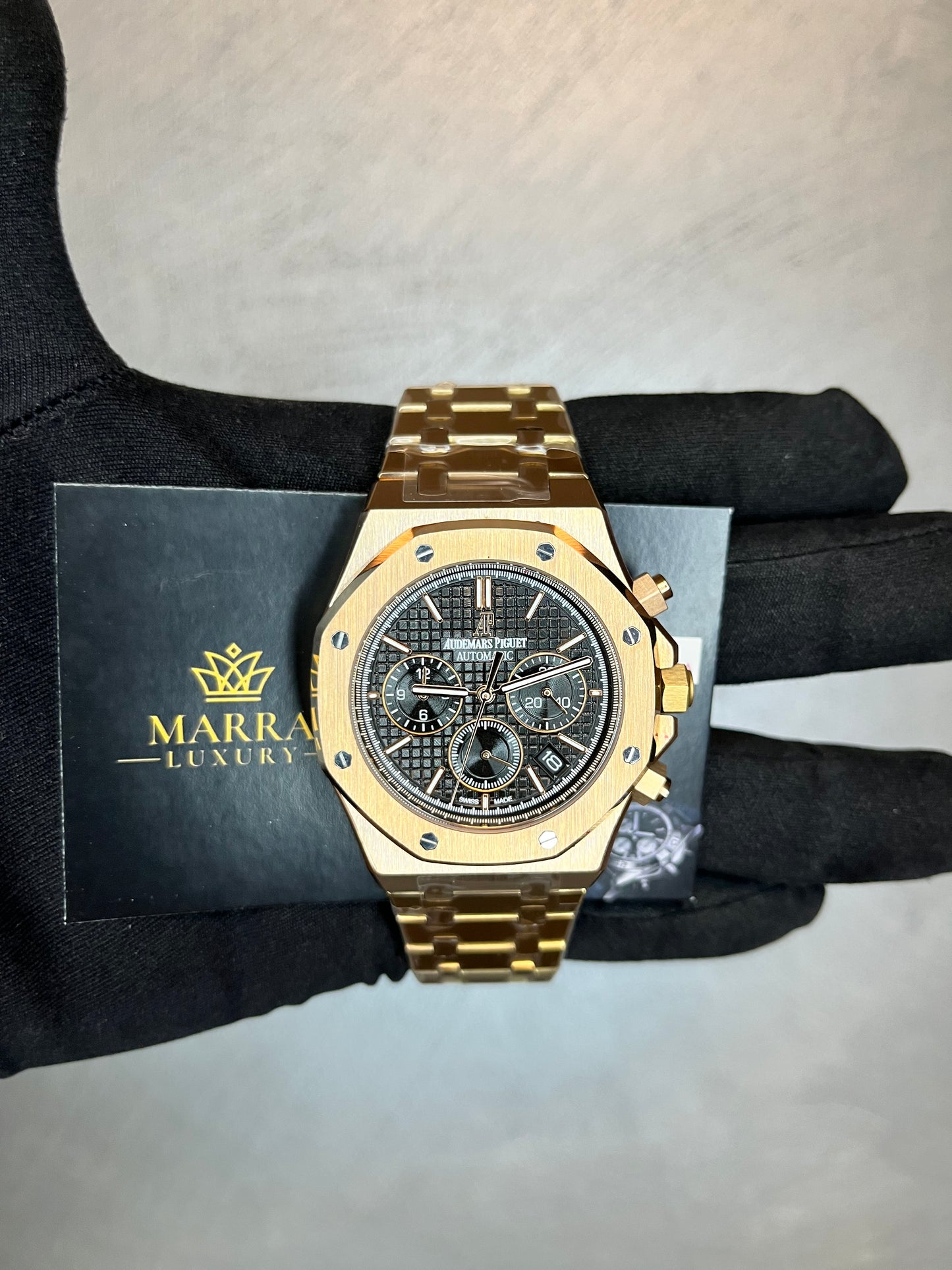 AUDEMARS PIGUET ROYAL OAK CHRONO ORO ROSA QUADRANTE NERO