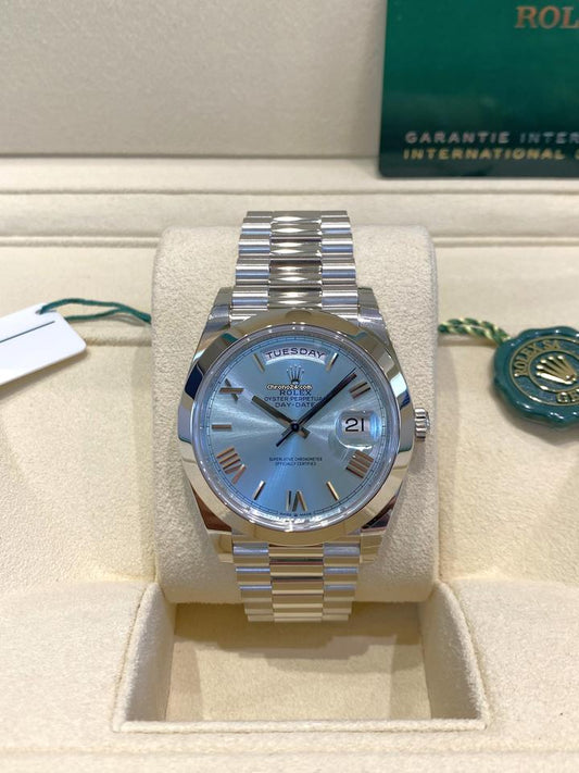 Rolex Daydate 41 President Platinum Quadrante Azzurro