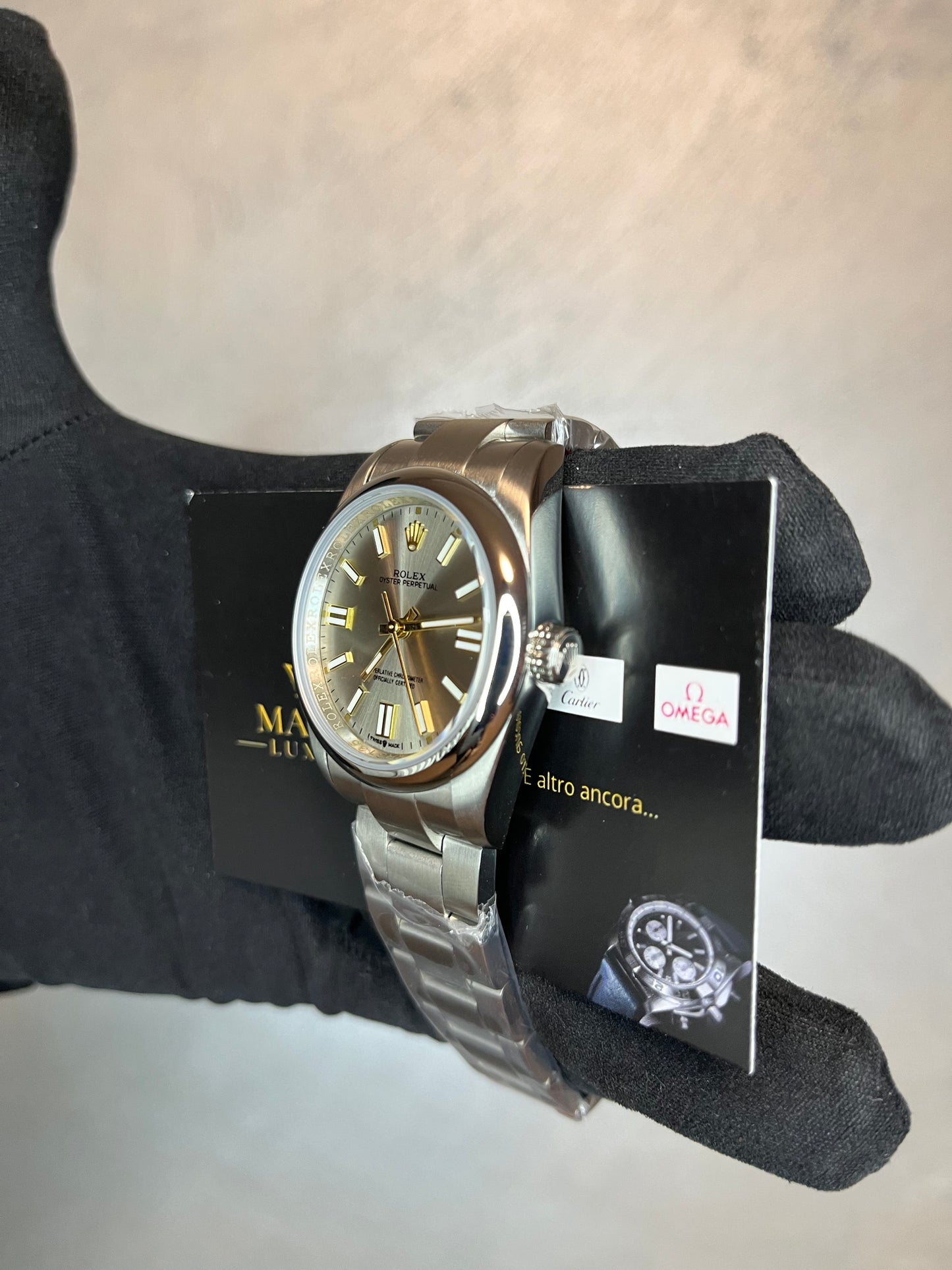 OYSTER PERPETUAL QUADRANTE GRIGIO CON DETTAGLI ORO