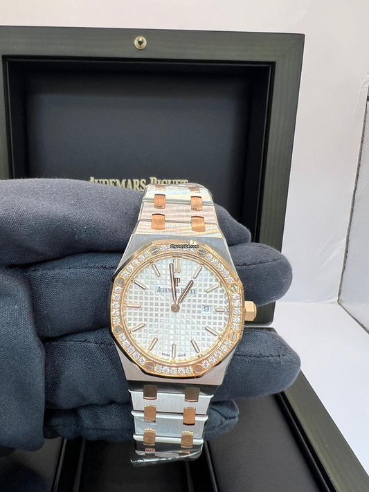 Audemars Piguet Royal Oak Lady Acciaio e Oro rosa Quadrante Bianco Diamanti