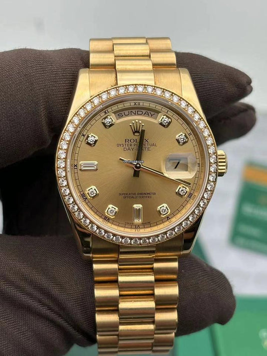 Rolex Daydate 41 President Oro Quadrante oro Diamanti