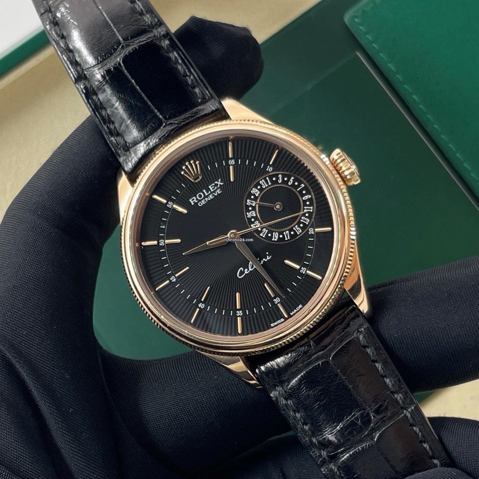 Rolex Cellini Date Oro Quadrante e Cinturino nero