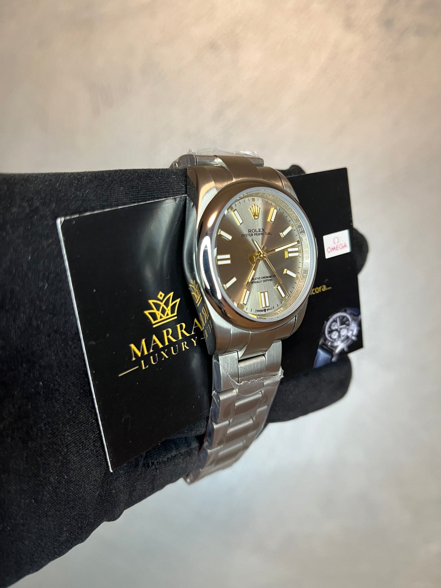 OYSTER PERPETUAL QUADRANTE GRIGIO CON DETTAGLI ORO