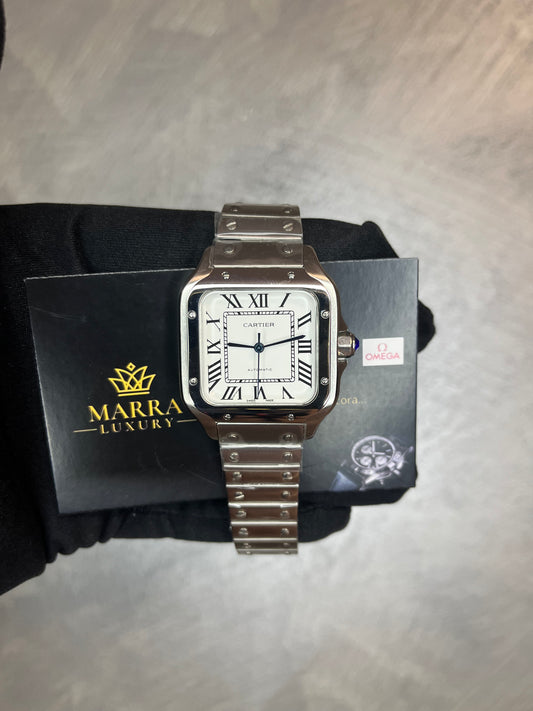 CARTIER SANTOS 35 MM ACCIAIO QUADRANTE BIANCO NO DATA