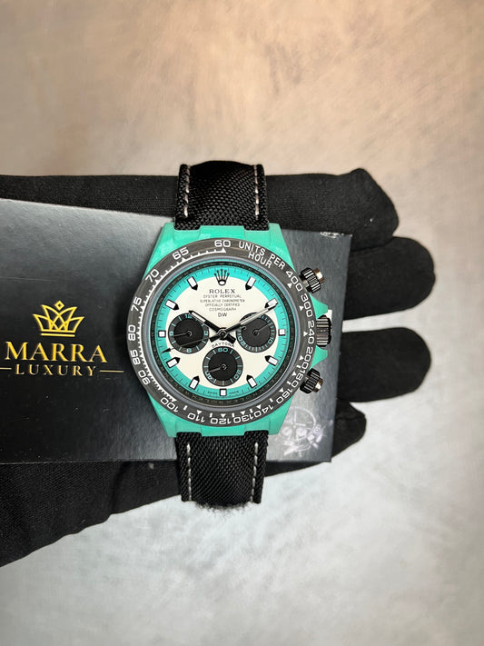 ROLEX DAYTONA CARBONIO DIW QUADRANTE BIANCO CASSA VERDE ACQUA