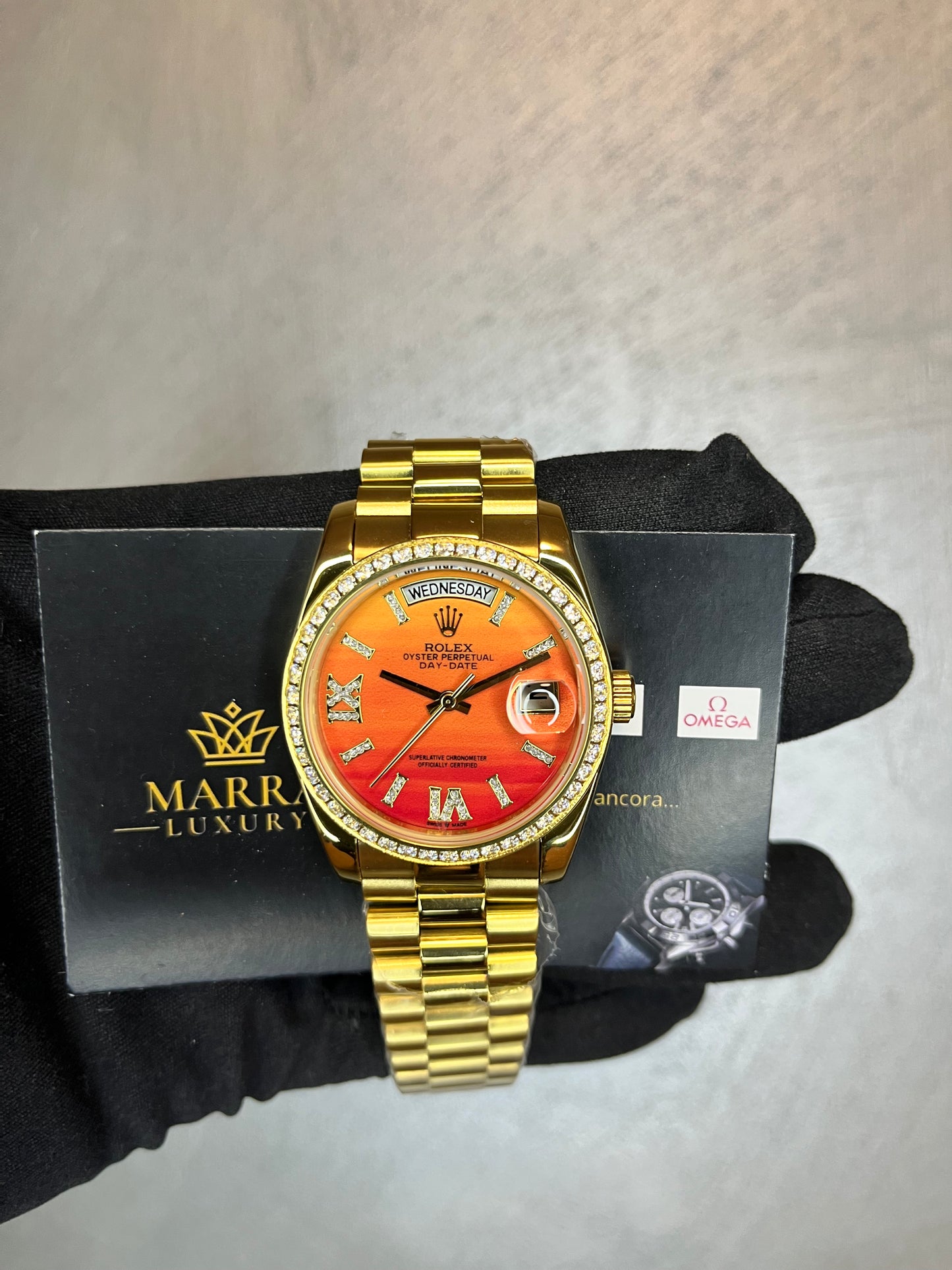 ROLEX DAYDATE PRESIDENT ORO GIALLO QUADRANTE ARANCIO