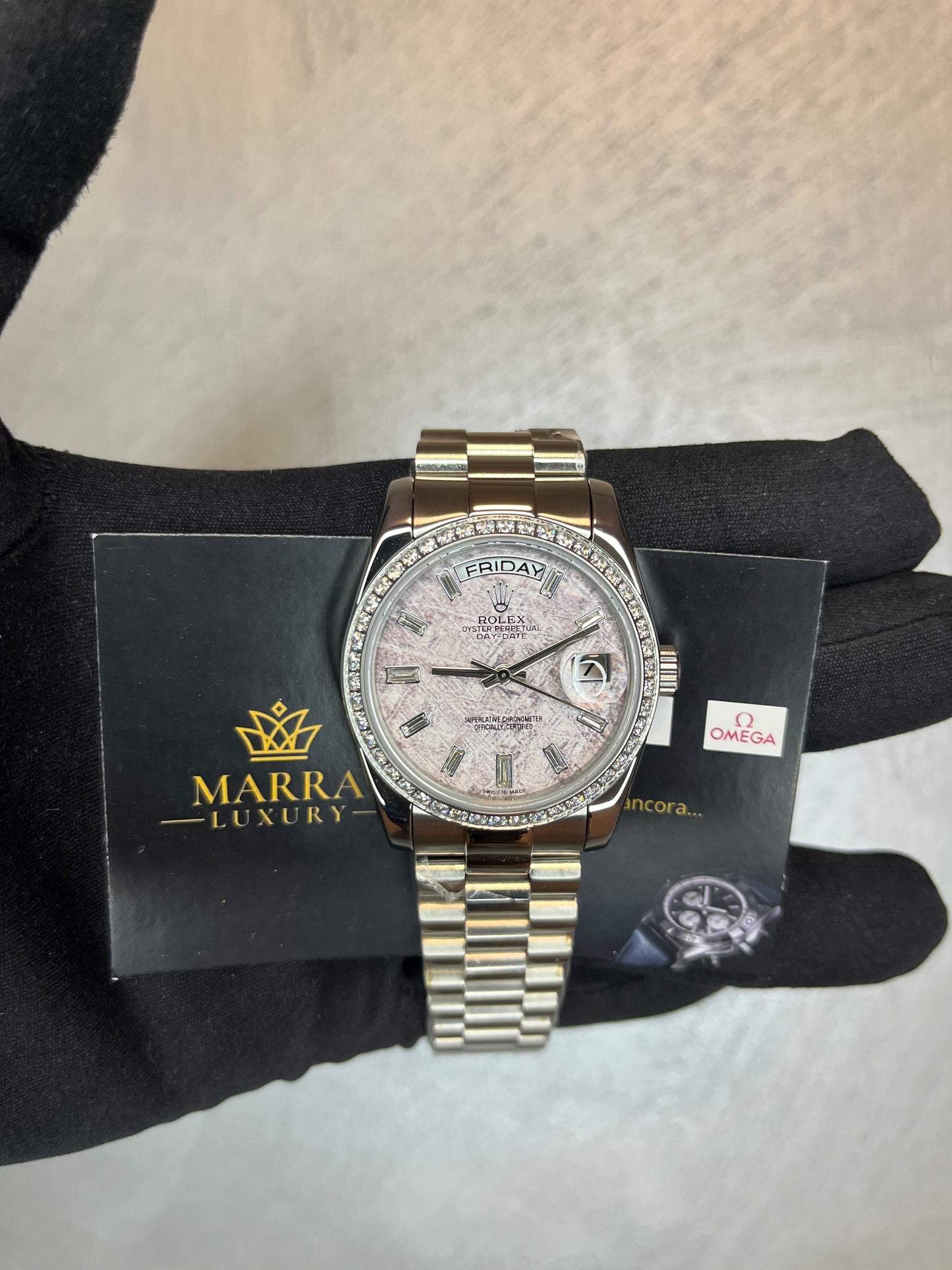 ROLEX DAYDATE PRESIDENT ACCIAIO QUADRANTE METEORITE
