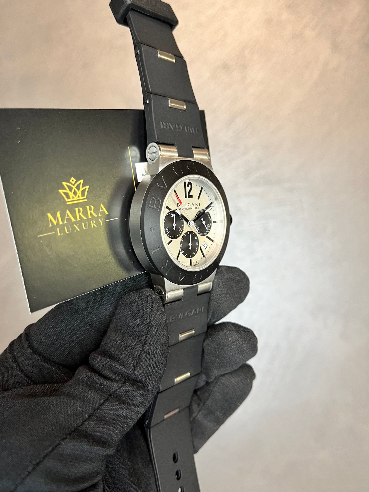 BULGARI ALUMINIUM CRONO NERO QUADRANTE BIANCO