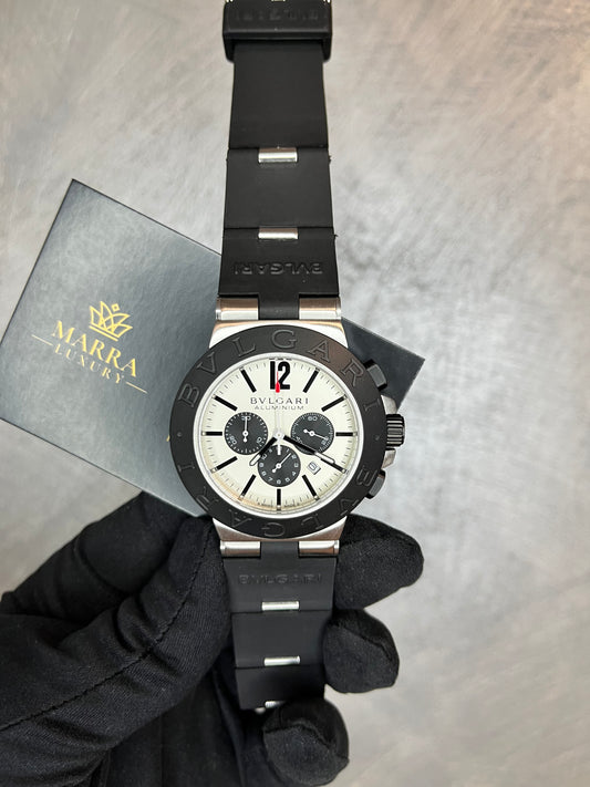 BULGARI ALUMINIUM CRONO NERO QUADRANTE BIANCO