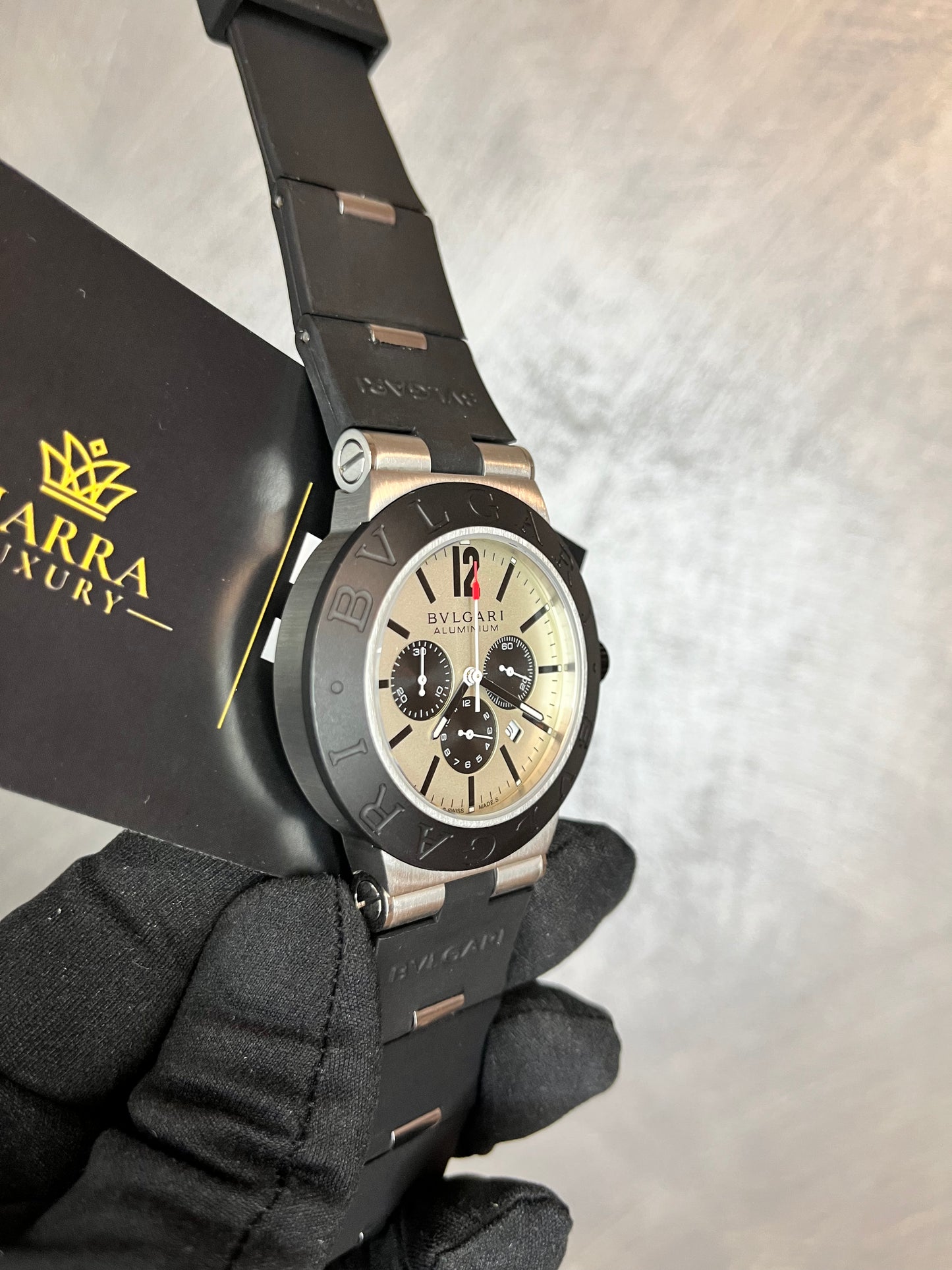 BULGARI ALUMINIUM CRONO NERO QUADRANTE BIANCO