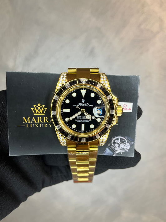 ROLEX SUBMARINER ORO GHIERA E CASSA CON BRILLANTINI CON QUADRANTE NERO
