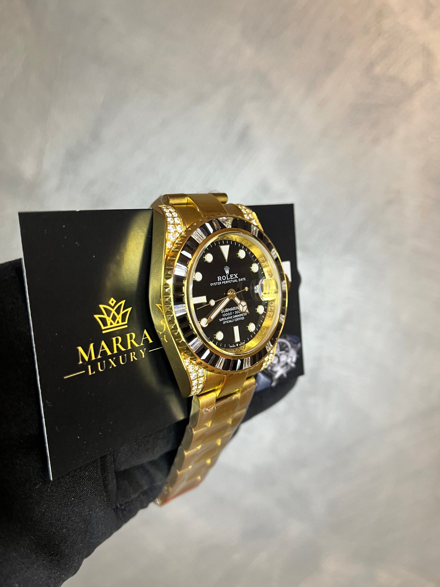 ROLEX SUBMARINER ORO GHIERA E CASSA CON BRILLANTINI CON QUADRANTE NERO