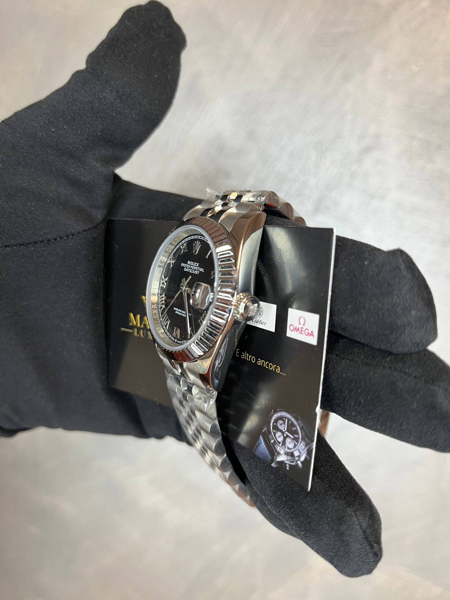 ROLEX DATE JUST CINTURINO JUBILEE QUADRANTE NERO CON NUMERI ROMANI