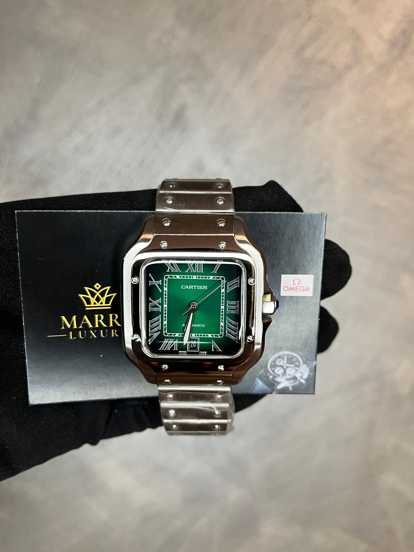 CARTIER SANTOS 40 MM DATA ACCIAIO CON QUADRANTE VERDE