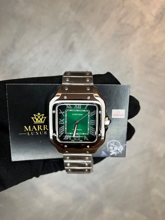 CARTIER SANTOS 40 MM DATA ACCIAIO CON QUADRANTE VERDE