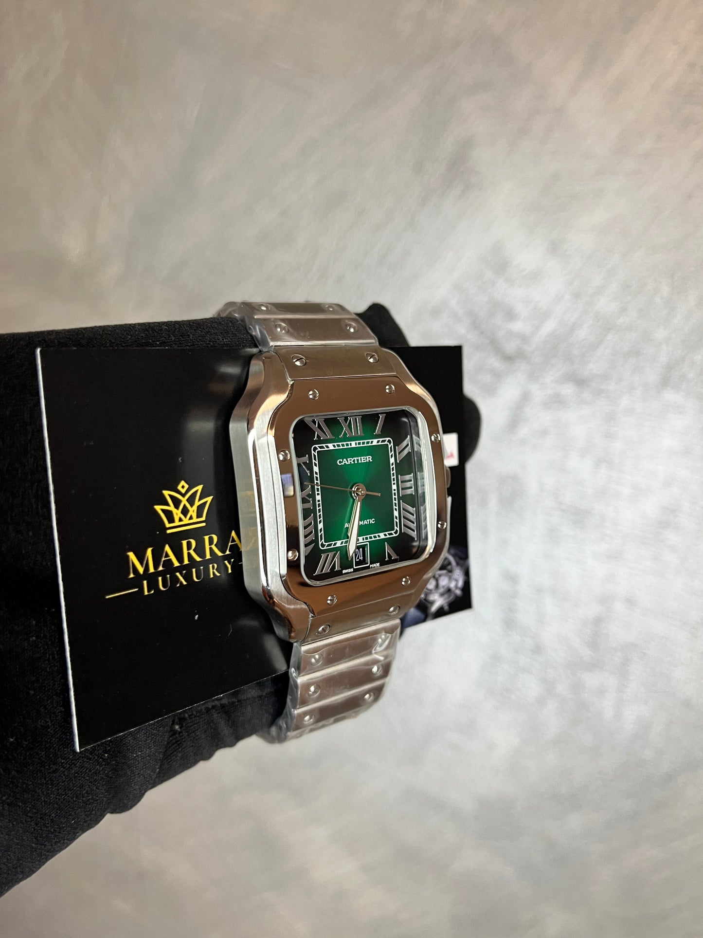 CARTIER SANTOS 40 MM DATA ACCIAIO CON QUADRANTE VERDE