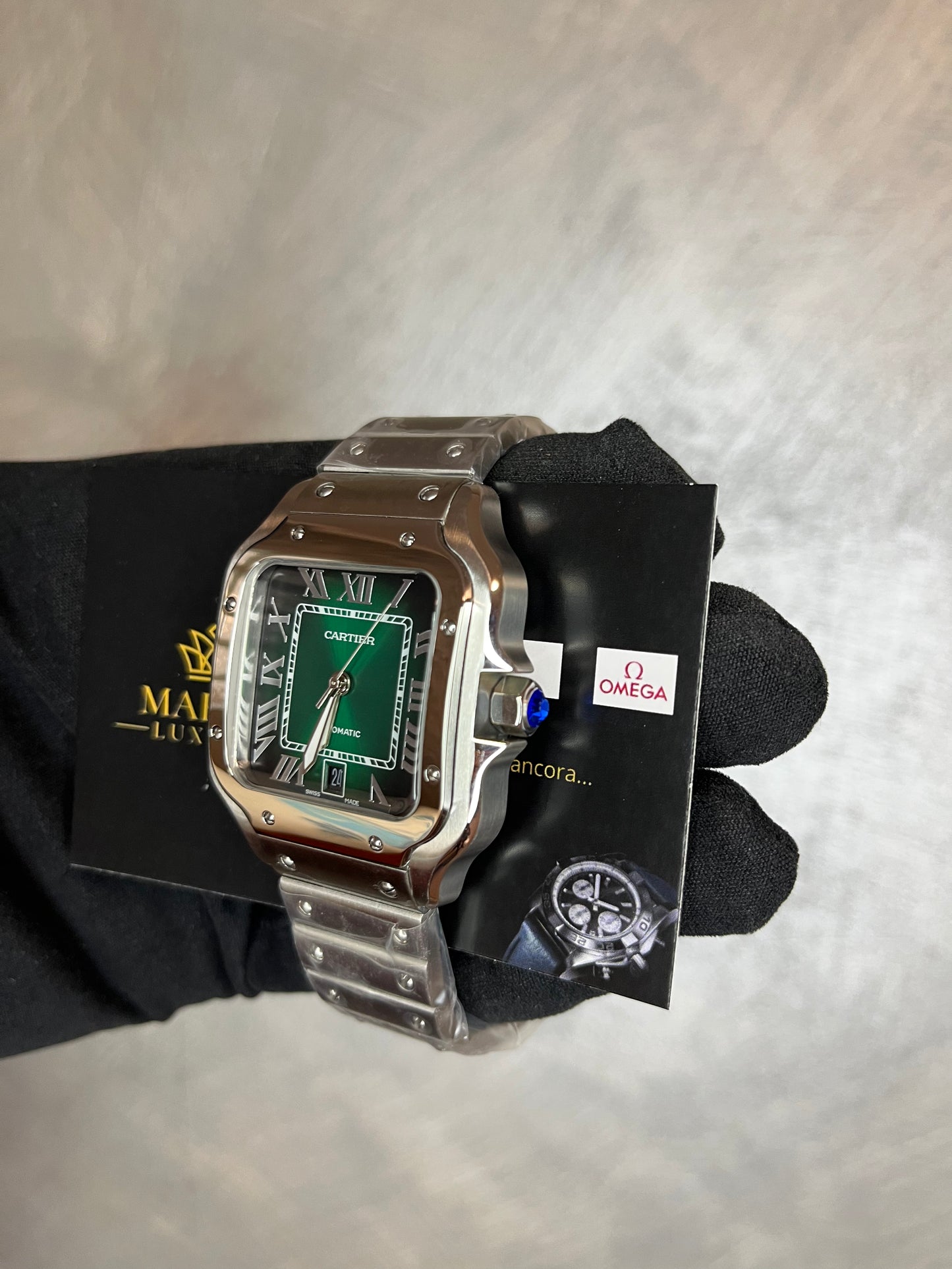 CARTIER SANTOS 40 MM DATA ACCIAIO CON QUADRANTE VERDE