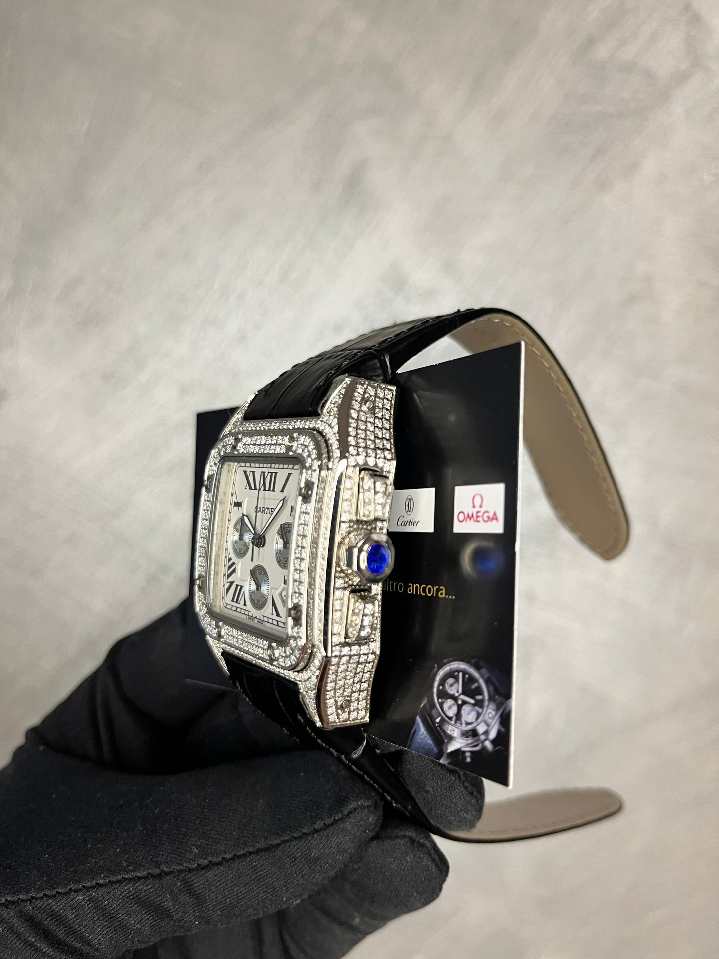 CARTIER SANTOS CRONO 100 XL DIAMANTI  QUADRANTE BIANCO