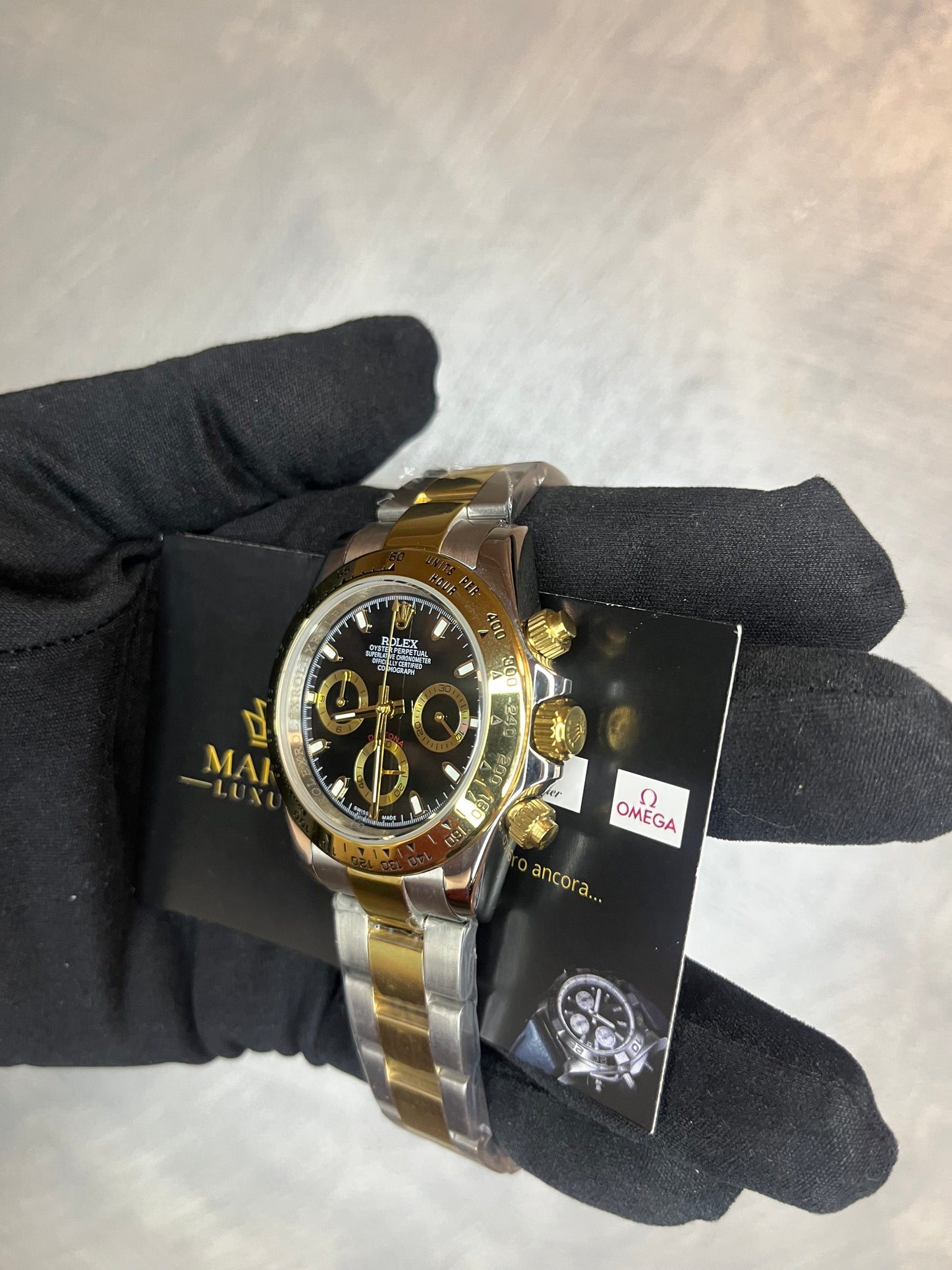 ROLEX DAYTONA ORO E ACCIAIO QUADRANTE NERO E ORO