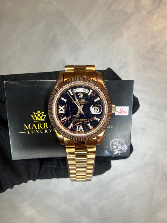 ROLEX DAYDATE PRESIDENT ORO ROSA QUADRANTE NERO MARMORIZZATO