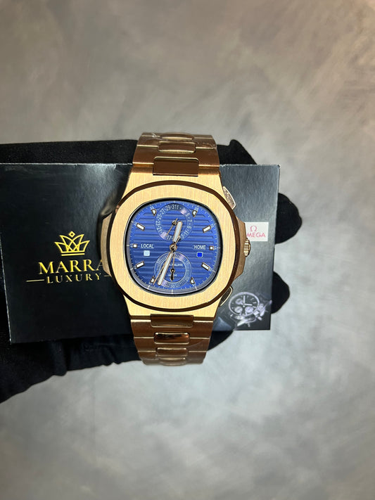 PATEK PHILIPPE NAUTILUS CRONOGRAPH ORO ROSA QUADRANTE BLU