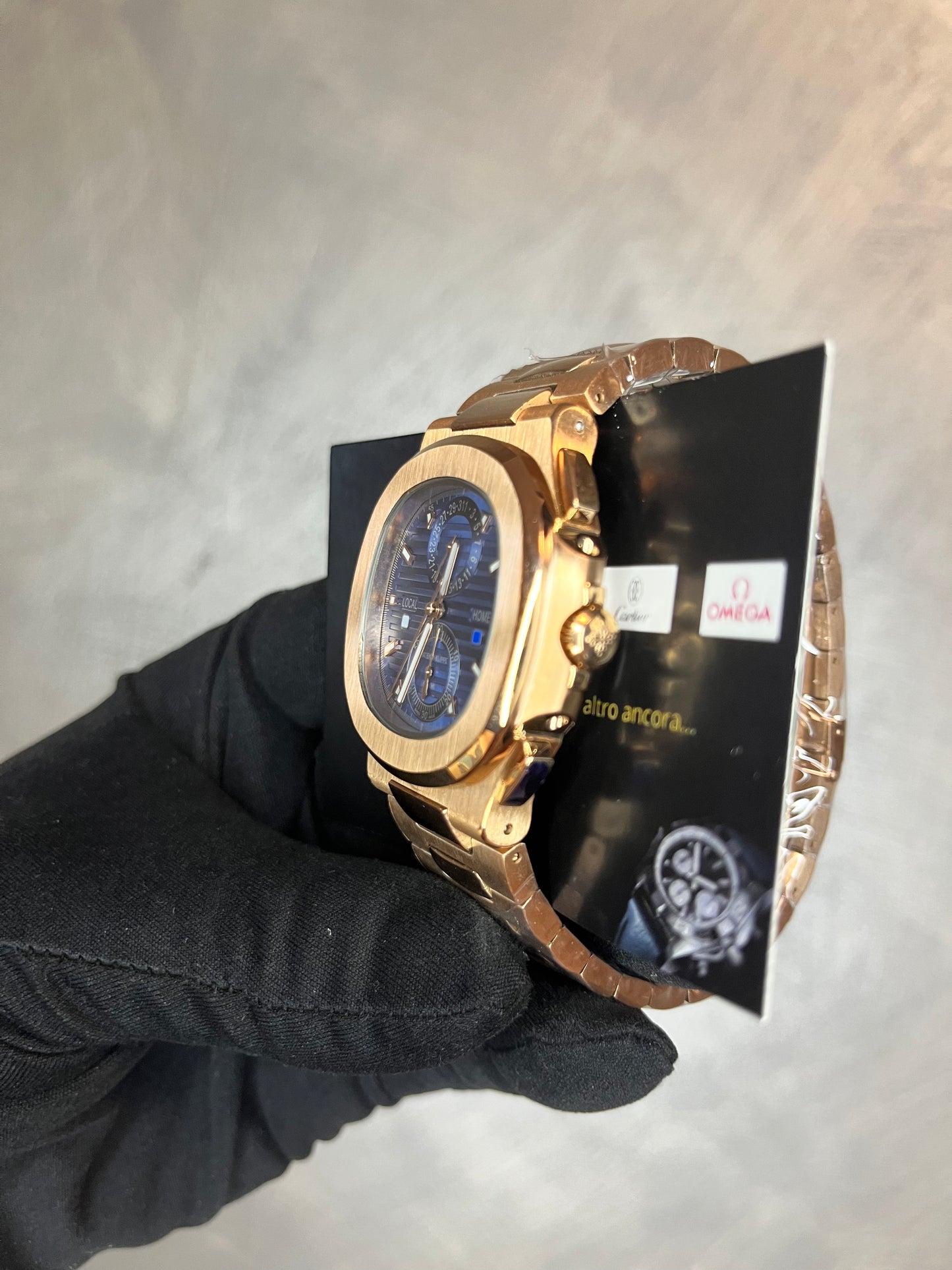 PATEK PHILIPPE NAUTILUS CRONOGRAPH ORO ROSA QUADRANTE BLU