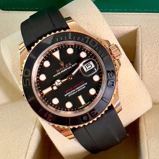 Rolex Yachtmaster Oysterflex Oro rosa Quadrante Nero