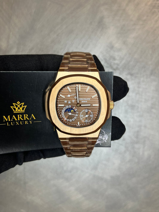 PATEK PHILIPPE NAUTILUS MOONPHASE ORO QUADRANTE CHOCOLAT
