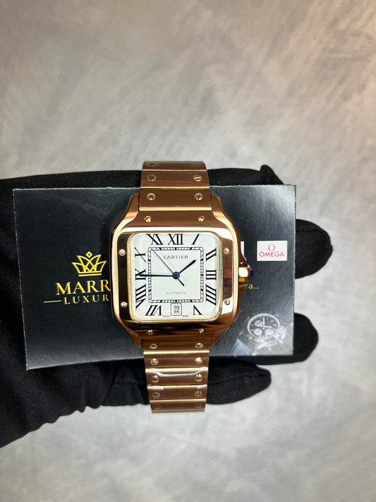 CARTIER SANTOS ORO ROSA 40 MM QUADRANTE BIANCO