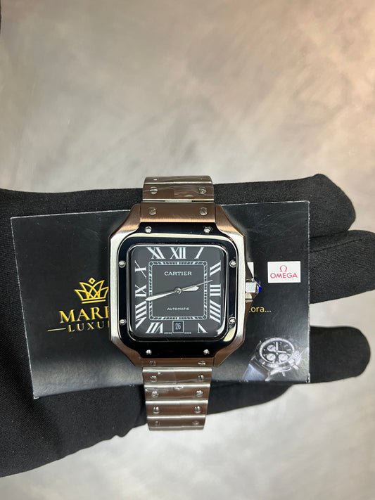 CARTIER SANTOS 40 MM DATA BRACCIALE ACCIAIO CASSA ACCIAIO E NERO QUADRANTE NERO