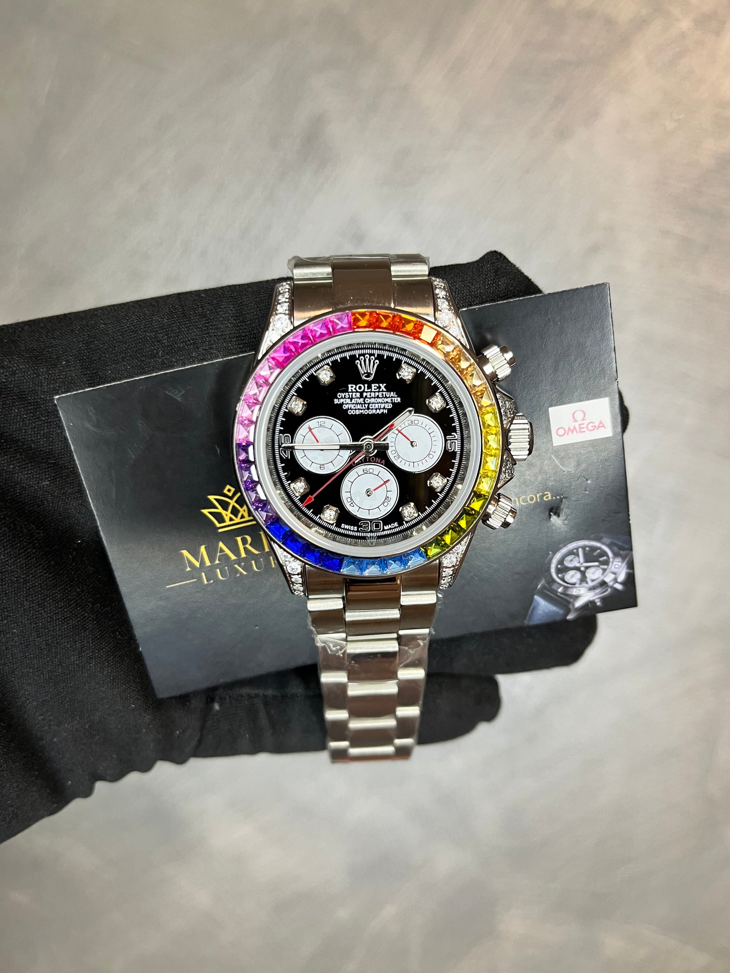 ROLEX DAYTONA RAINBOW ACCIAIO QUADRANTE NERO