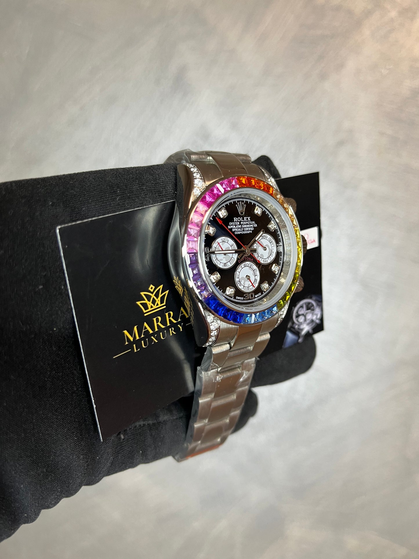 ROLEX DAYTONA RAINBOW ACCIAIO QUADRANTE NERO