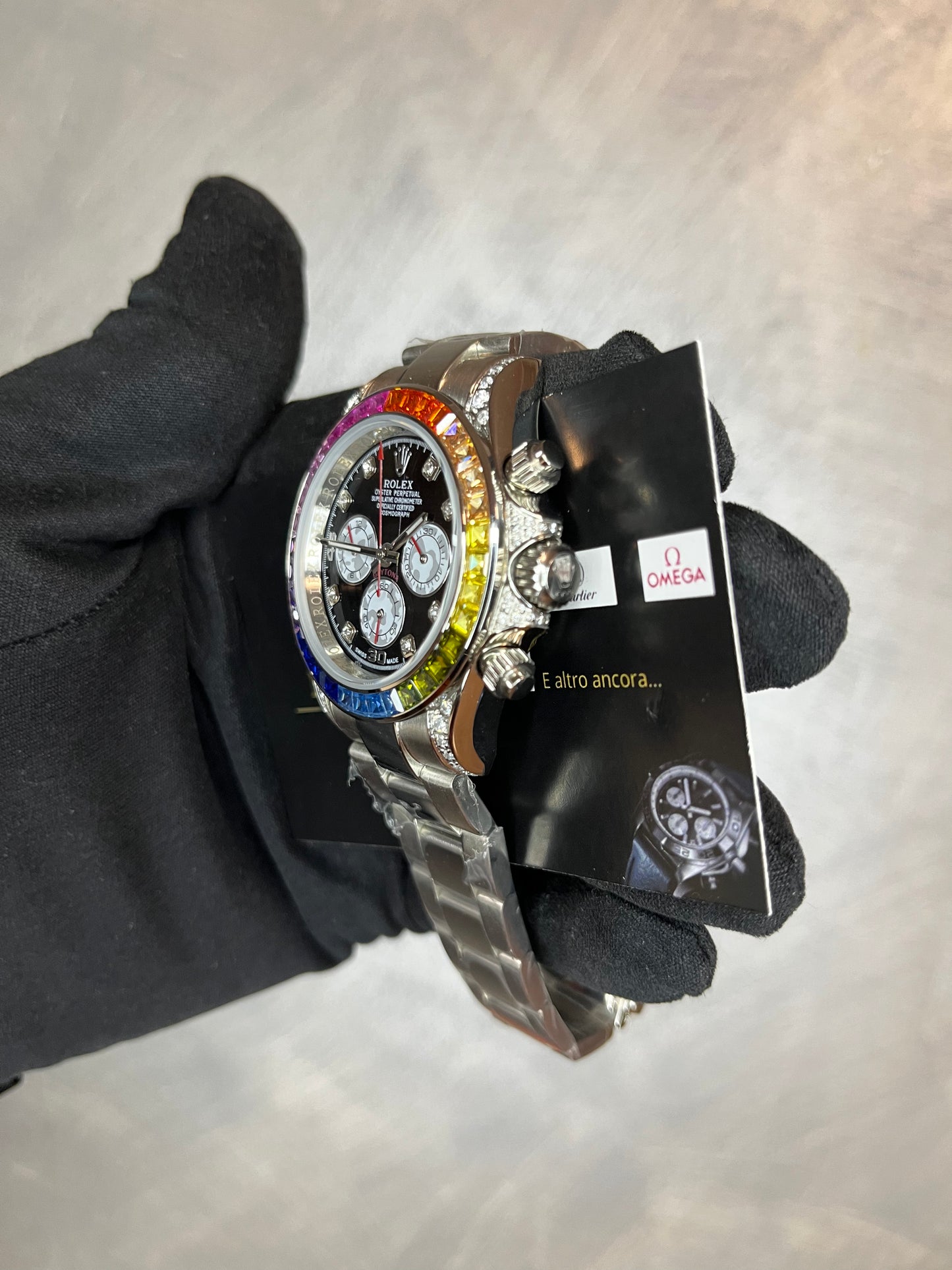 ROLEX DAYTONA RAINBOW ACCIAIO QUADRANTE NERO