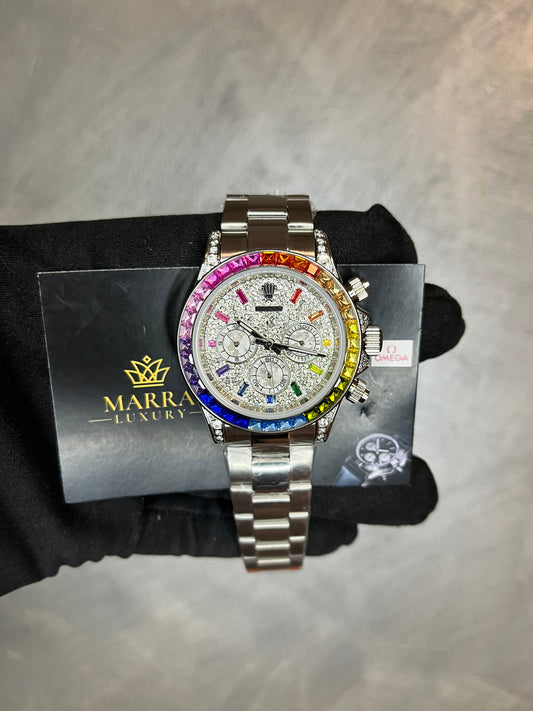 ROLEX DAYTONA RAINBOW ACCIAIO QUADRANTE PAVÉ DI BRILLANTINI