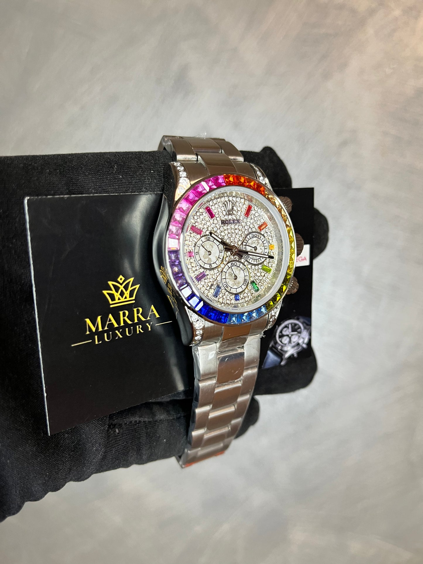 ROLEX DAYTONA RAINBOW ACCIAIO QUADRANTE PAVÉ DI BRILLANTINI