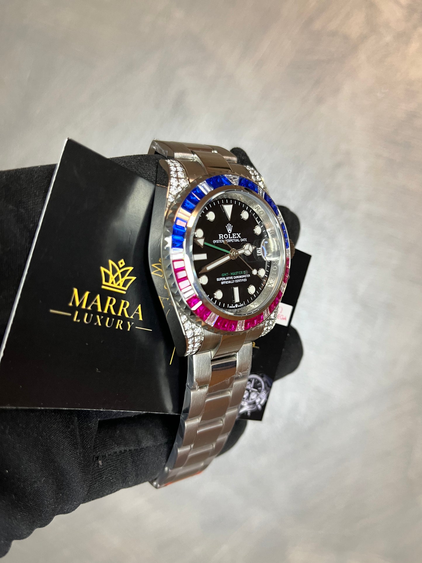 ROLEX GMT MASTER GHIERA CON BRILLANTINI BLU E ROSSI