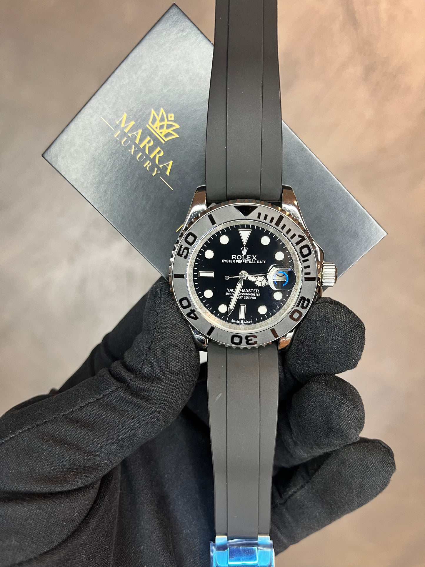 ROLEX YACHTMASTER ACCIAIO QUADRANTE NERO OYSTERFLEX