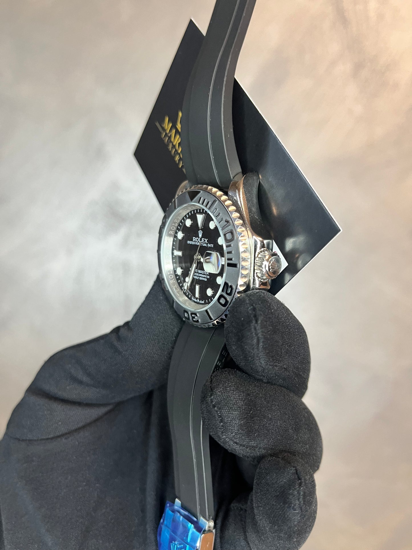 ROLEX YACHTMASTER ACCIAIO QUADRANTE NERO OYSTERFLEX