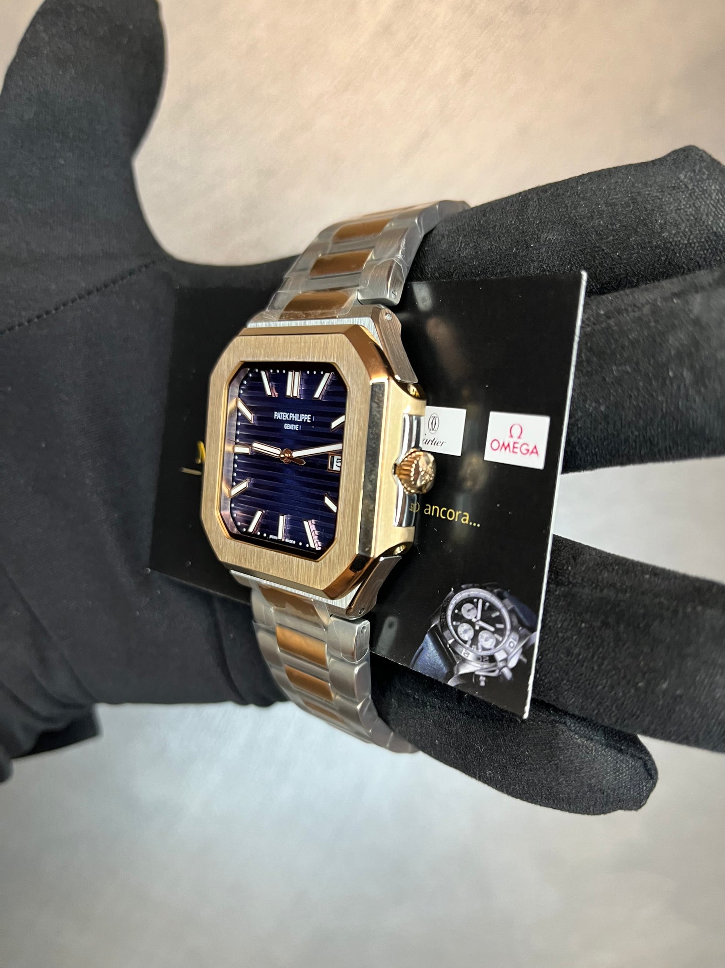 PATEK PHILIPPE CUBITUS ACCIAIO E ORO ROSA QUADRANTE BLU