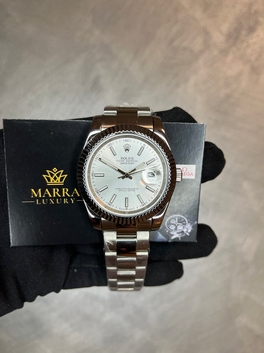 ROLEX DATEJUST CINTURINO OYSTER QUADRANTE ARGENTO