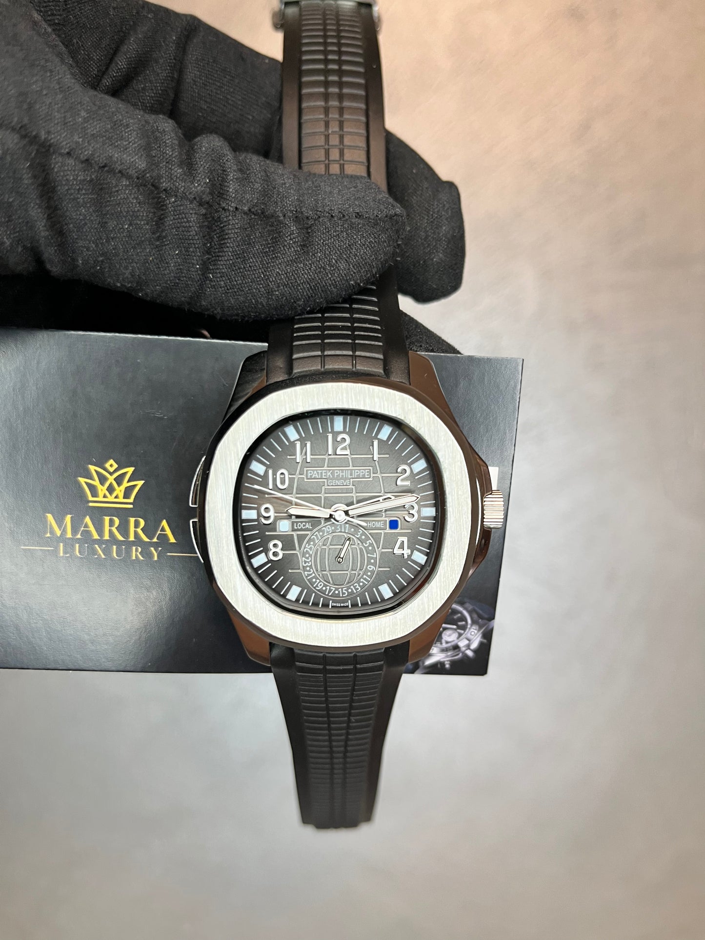 PATEK PHILIPPE AQUANAT CRONO QUADRANTE E CINTURINO NERO