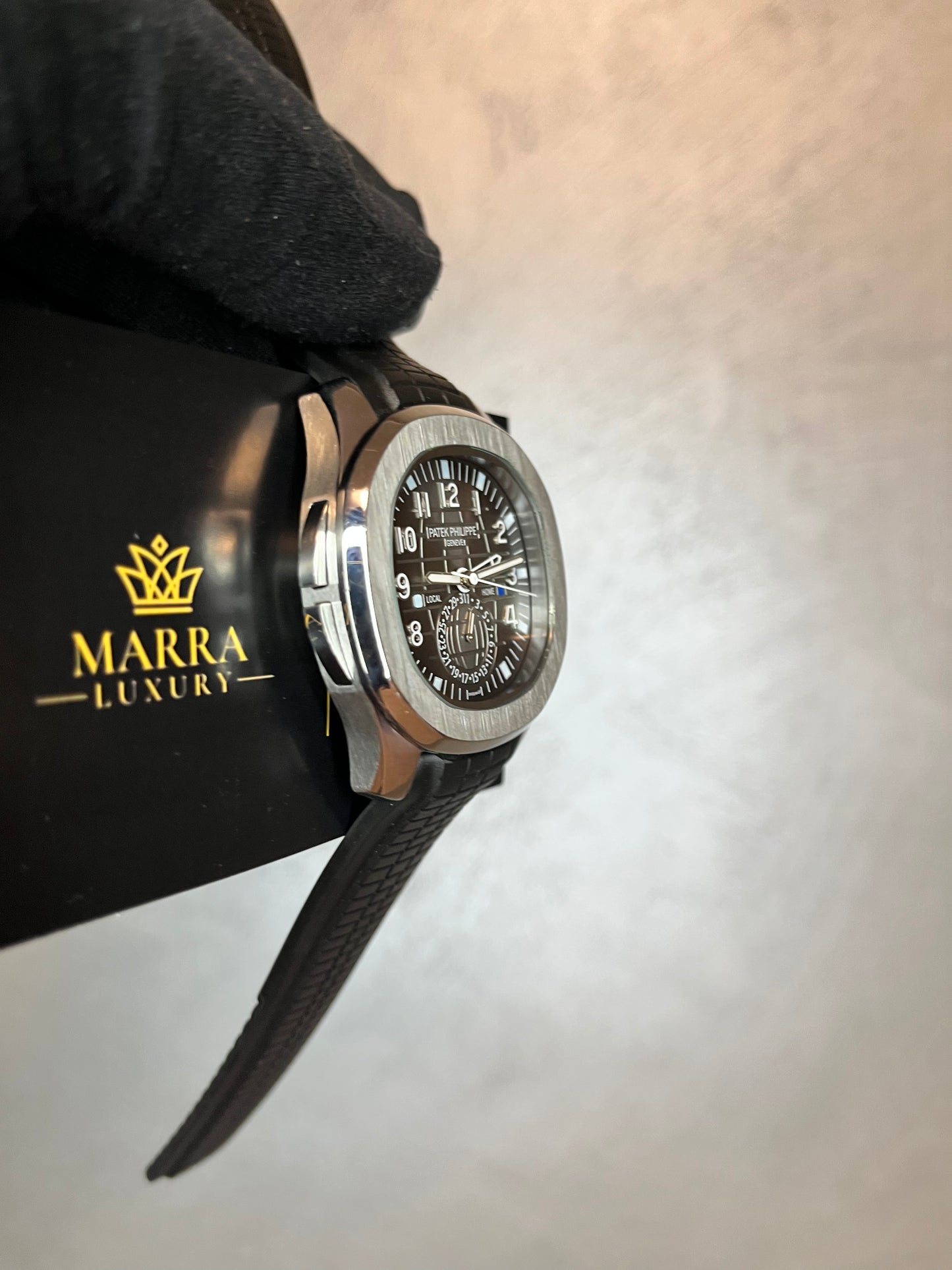 PATEK PHILIPPE AQUANAT CRONO QUADRANTE E CINTURINO NERO