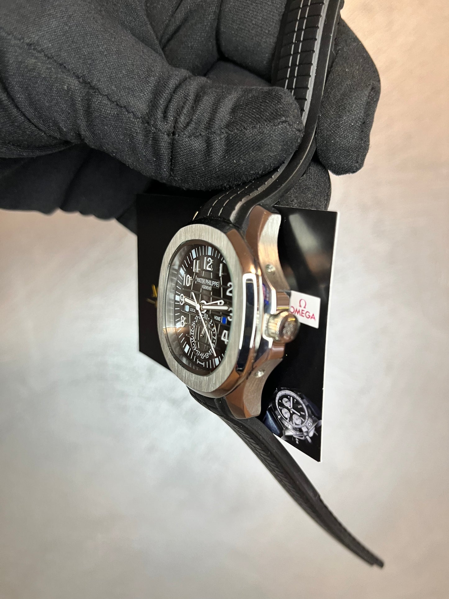PATEK PHILIPPE AQUANAT CRONO QUADRANTE E CINTURINO NERO